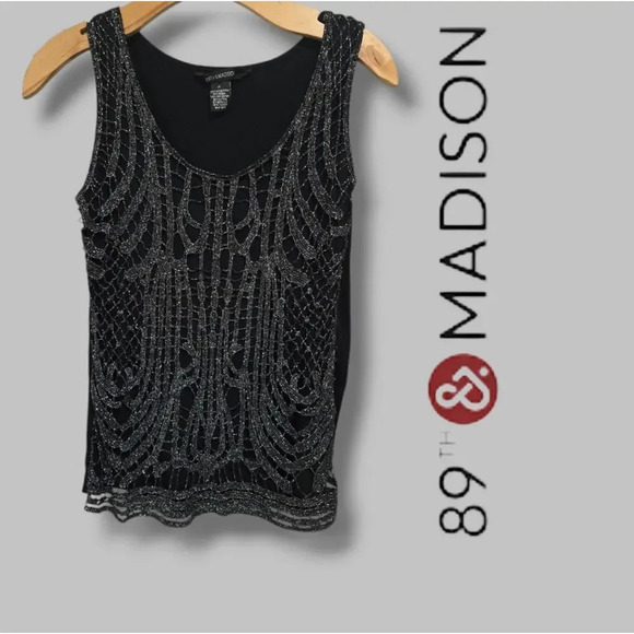 89th & Madison women's black metallic lace sleeveless blouse  - medium - Picture 8 of 8
